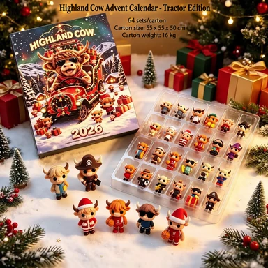 Highland Cow Advent Calendar - Tractor Edition